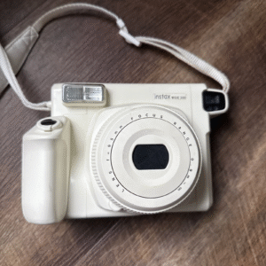 Used Instant Film Camera – Wide 300 White with 95mm Lens & Flash