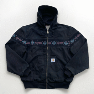 Vintage Carhartt Aztec Jacket Black JR0105 Men’s XL Southwest Hooded Workwear