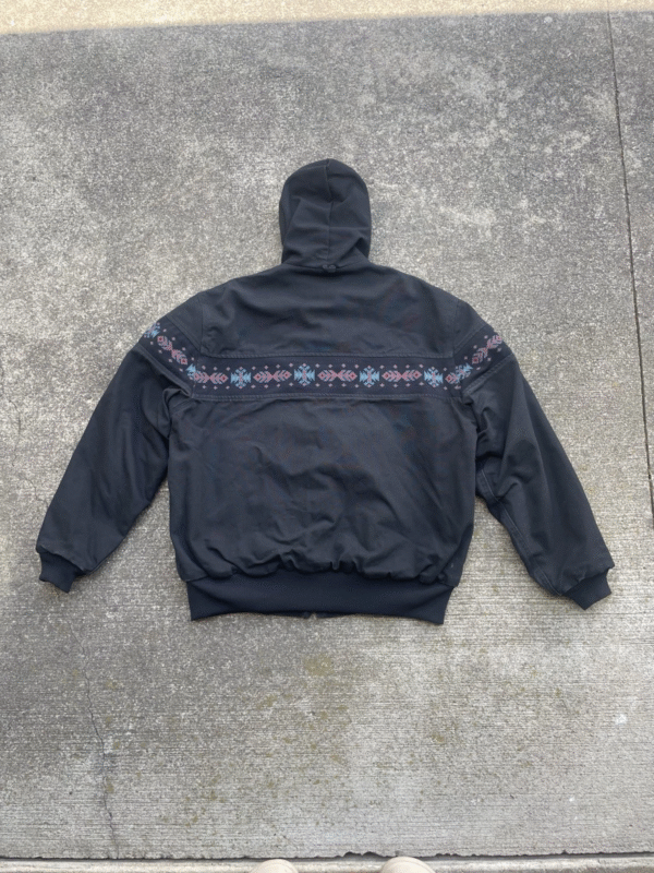 Vintage Carhartt Aztec Jacket Black JR0105 Men’s XL Southwest Hooded Workwear - Image 10